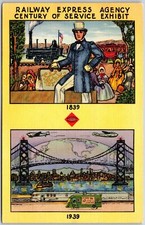 Railway Express Agency Century Of Service Exhibit 1839 & 1939 Postcard