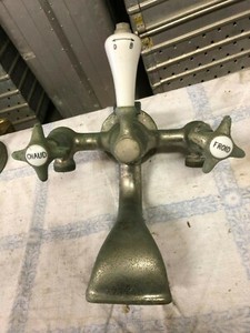 Antiker Wasserhahn Mischeinheit Art Deco Porzellan Badewanne Dusche XII