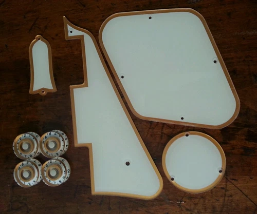 Pickguard, Back Plates,Truss Rod Cover,Knobs Fits Gibson Les Paul.Cream/Gold JAT