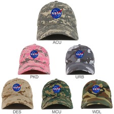 Small NASA Insignia Logo Patch Camo Soft Crown Cotton Baseball Cap - FREESHIP
