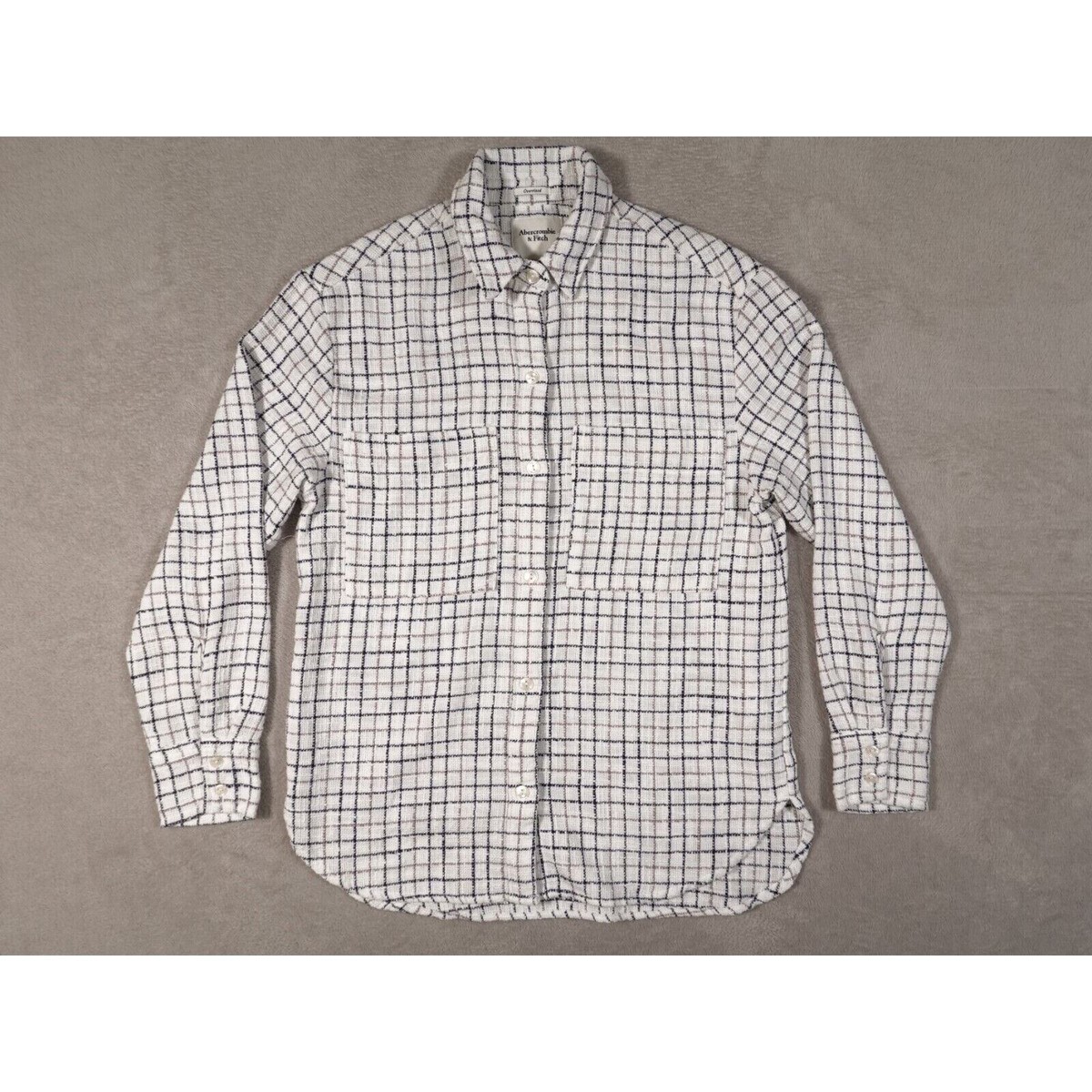 Abercrombie Fitch Womens White Long Sleeve Shirt Oversized