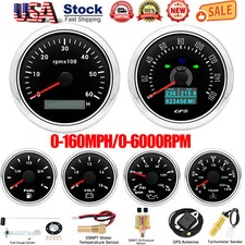 6 Gauge Set 85mm Gps Speedometer 160mph Tacho 6000rpm52mm Fueloiltempvolt