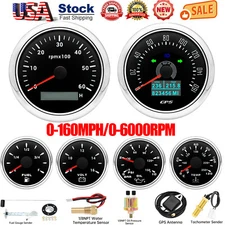 6 Gauge Set 85mm GPS Speedometer 160MPH Tacho 6000RPM&52mm Fuel/Oil/Temp/Volt 