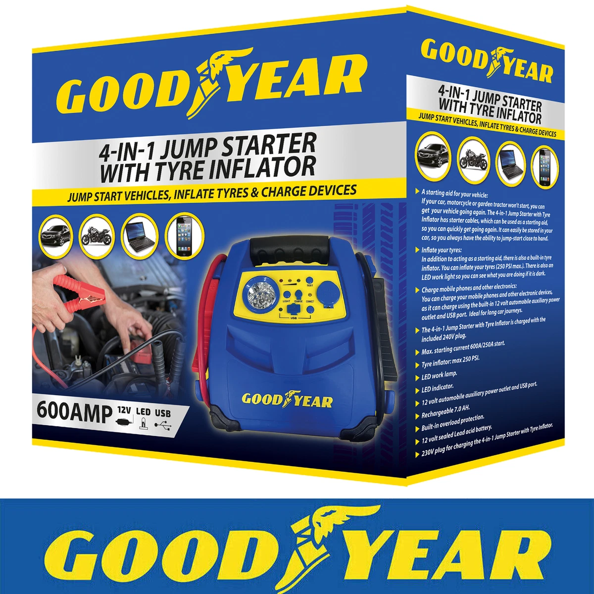 Tyre inflator battery sale charger