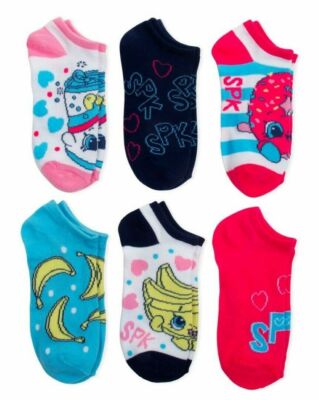 Shopkins Girls No Show Socks Buncho Bananas, Dlish Donut, Soda Pops 6pk NWT