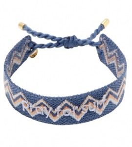 Authentic GORJANA Pray For Surf Woven Bracelet In Gold Plated & Blue Mix