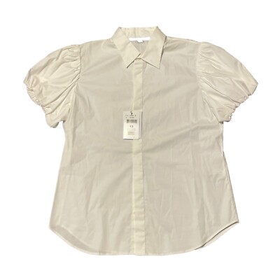 Ralph Lauren Black Label Women's White Puffy Sleeve Button Up Shirt Size 12 NEW