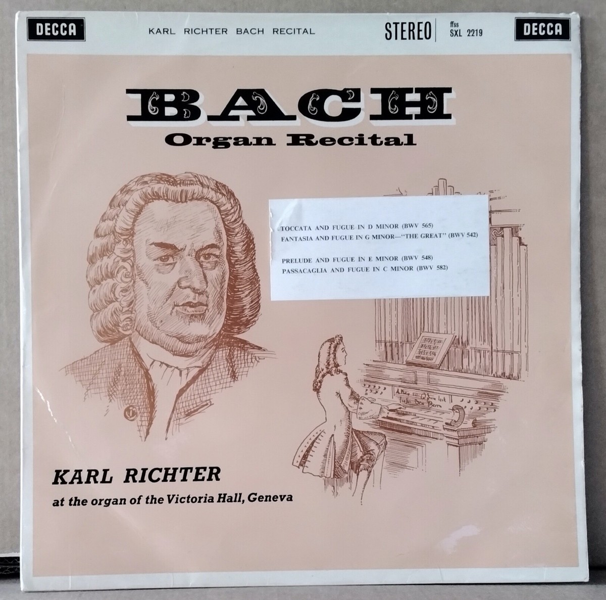 英LP Karl Richter Bach: Organ Recital SXL2219 DECCA /00260 DECCA SXL 2219 UK LP BACH ORGAN RECITAL KARL RICHTER ED 1