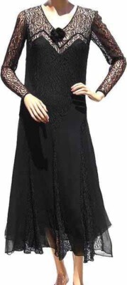 Vintage 1930s Black Lace and Chiffon Dress - Art Deco Styling | eBay