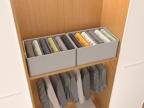 3 Pezzi Organizer Armadio Cassettiera per Jeans Organizer per cassetti impilabil - Foto 4 di 7