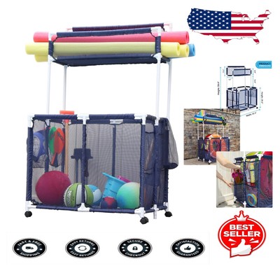 Elegant Multi-Function Pool Storage Bin - Spacious & Secure for Toys & Floats
