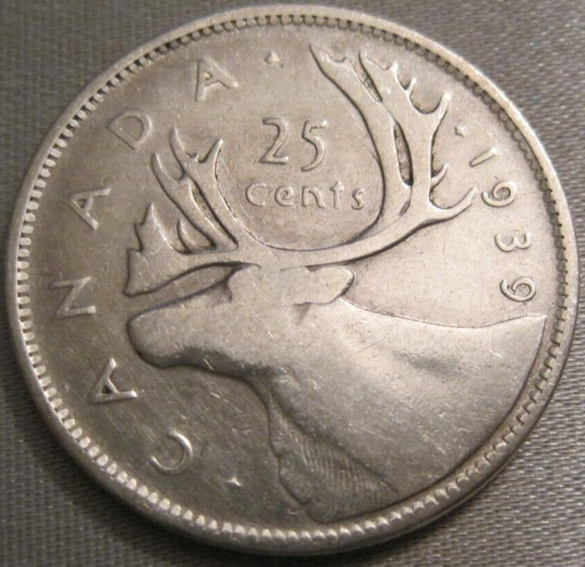 SELLING AS SHOWN 1939 CANADIAN QUARTER 25 CENTS *** 80 SILVER
