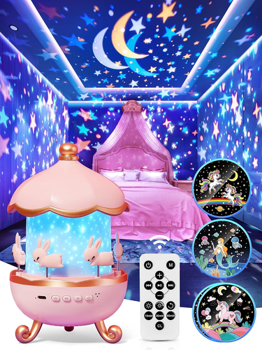 Christmas Night Light Projector for Kids W/ 15 Films & 10 Music, Remote Control,