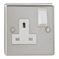 British General Stainless Steel Single Switched 1 Gang Socket Double Pole 13 Amp