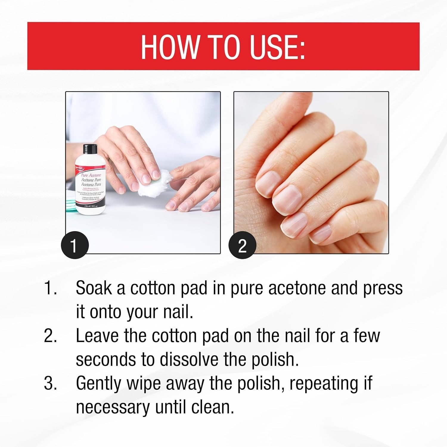 [2 Pack] Super Nail Pure Acetone Nail Polish Remover 100% Professional 32oz
