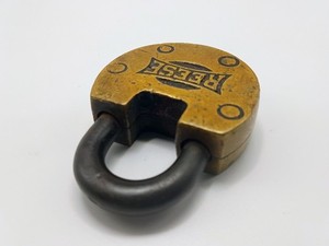 Antique Reese Warded Padlock Solid Brass Pancake Style