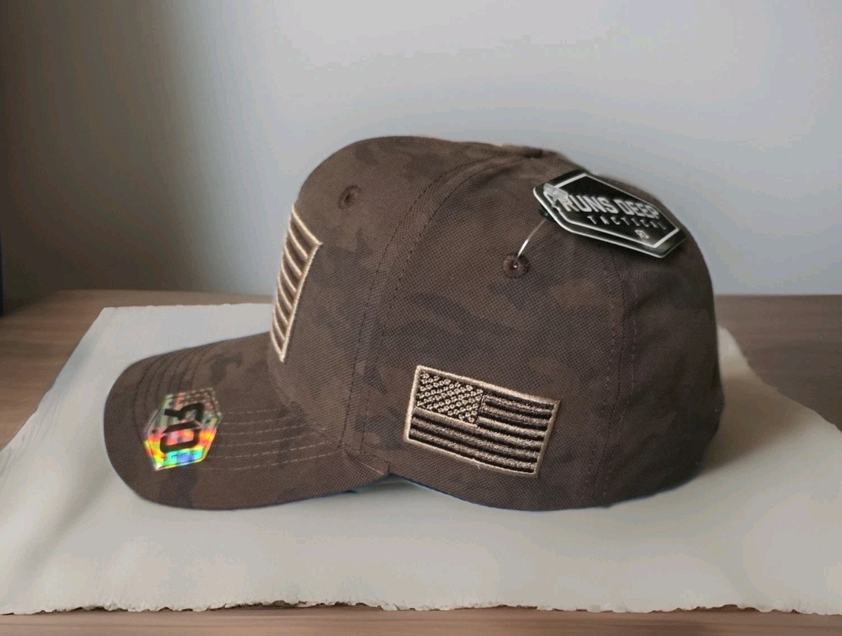 90s アメリカ軍 民間 Alpha Black L USA製 Runs Deep Tactical American Flag Snapback Cap - RDUSA18 - BROWN