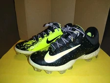 Nike Alpha Huarache Elite 4 Low MCS Black/Lime Baseball Cleat FV6096-001 Size 10