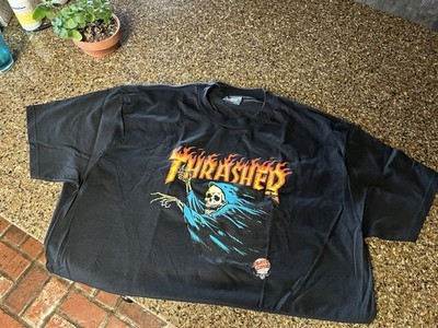 Thrasher x Santa Cruz Skateboards Tshirt Men XL Black O'Brien Reaper SoCal OG