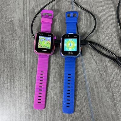 VTech DX2 Kidzoom Smart Watch (2) for Kids Blue and Hot Pink *Tested Working