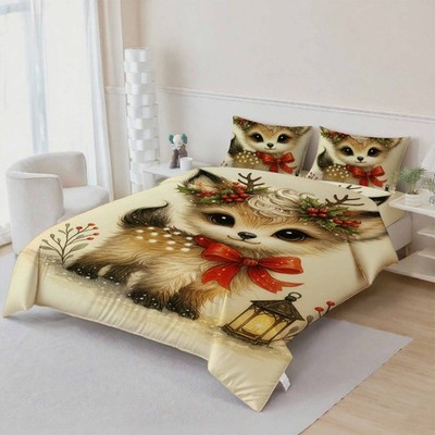 3D Christmas Theme Cuts Elk Quilt Cover Set Bedding Sets Pillowcases