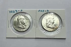 Lot of 2 1963 - P&D 90% Silver 50C BU Uncirculated Franklin Half Dollar