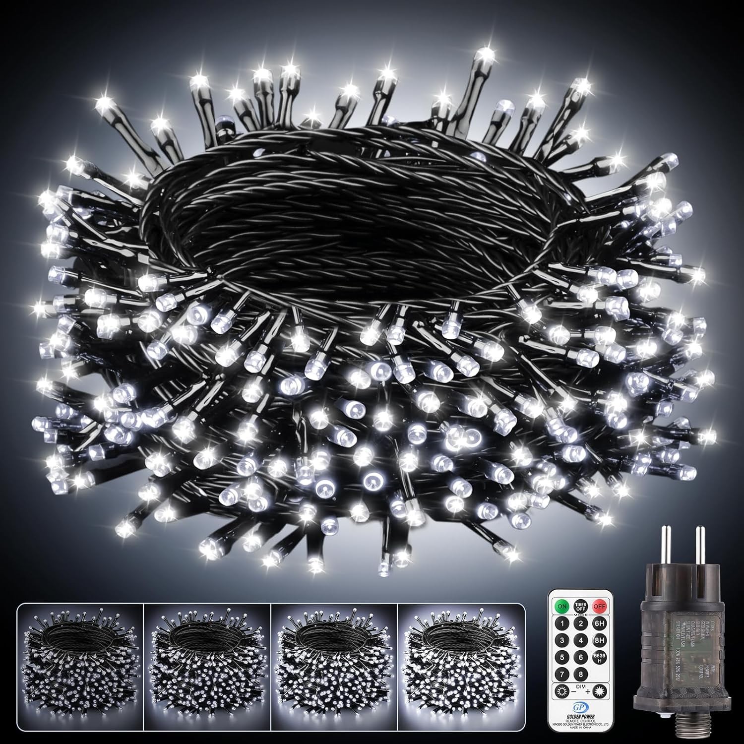 Guirlande lumineuse Noël extérieur 15M 150LED étanche avec prise secteur stable