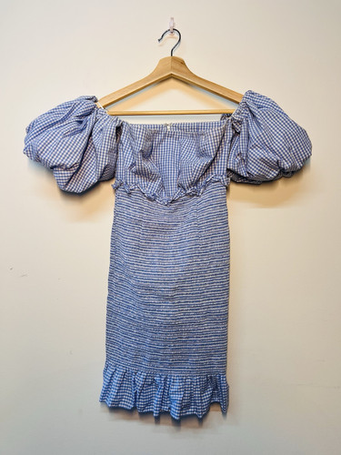 PETERSYN Winona Blue & WhiteSmocked Mini Dress - Size S - Pre Loved, Worn Once. - Picture 3 of 6