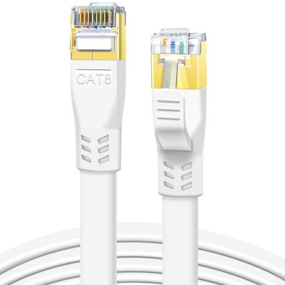 CAT 8 LAN Kabel 5m 40Gbps Flaches Netzwerkkabel (5 Meter Weiß) 1m 2m 3m 5m 6m 8m