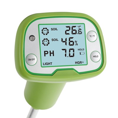 4-in-1 Soil Tester with Backlight LCD - Digital Plant Moisture Meter for pH, ...