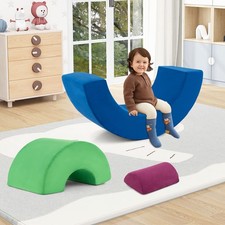 GAINOOM 3 Piece Indoor Toddlers Climbing Toy Soft Play Equipment Playset Blue