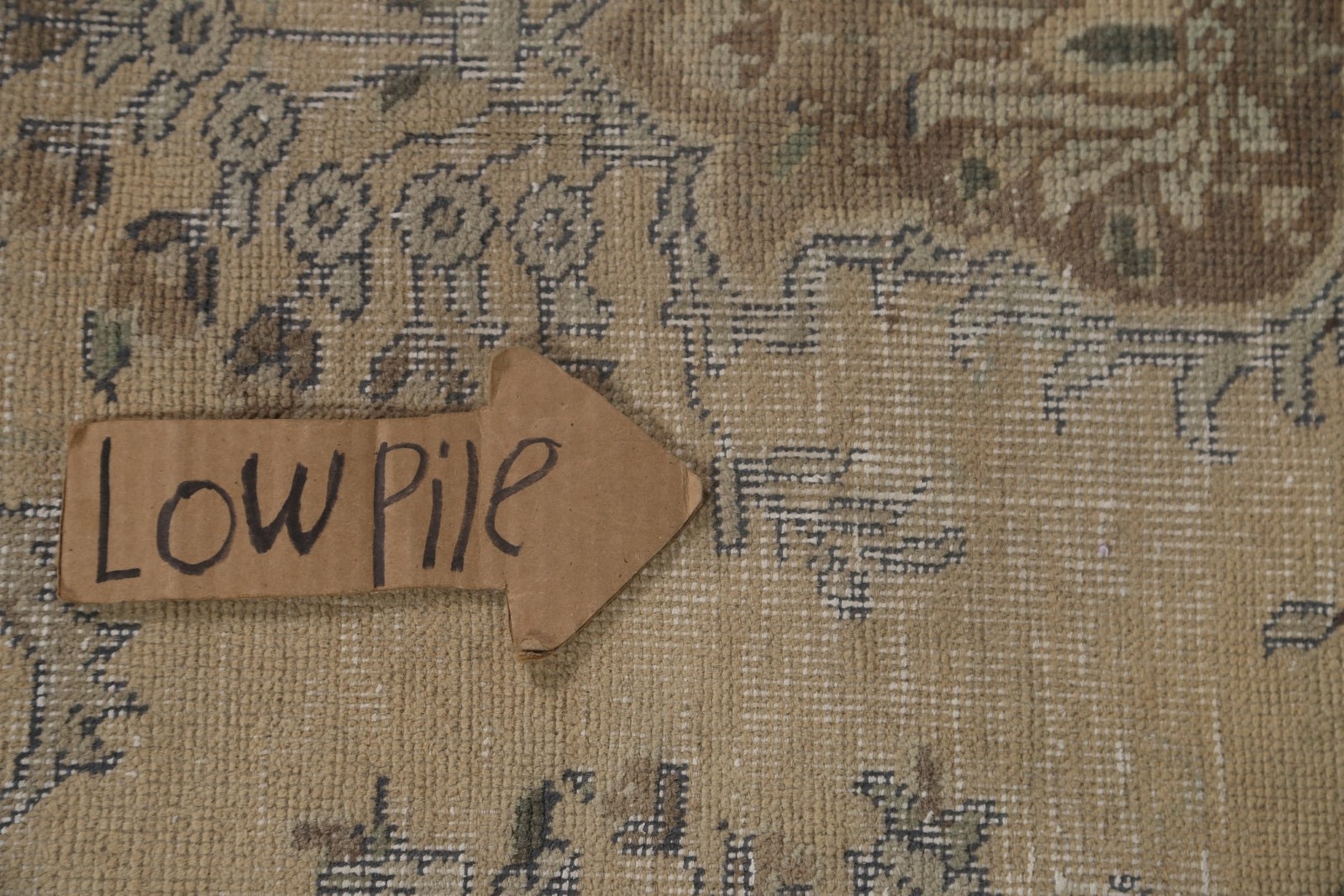 Vintage Dining Room Area Rug 8x11 Muted Distressed Hand-knotted Medallion Carpet