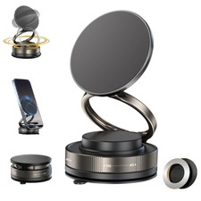 360  Vacuum Magnetic Phone Holder - Suction Cup Car Mount with Foldable Stand
