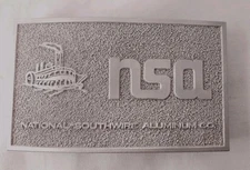 Vintage Aluminum Belt Buckle- NAT. SOUTHWIRE ALUMINUM Co.-Steamboat 4x2.5" Boxed