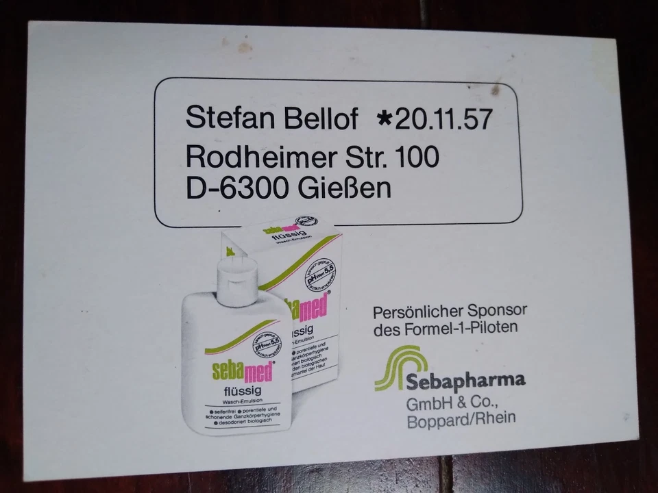 Autogrammkarte von Formel 1 Rennfahrer Stefan Bellof handsigniert - Bild 2 von 2