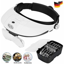 LED Stirnlupe Kopflupe Lupenbrille mit Licht Lupe Brillenlupe Leuchtlupe Profi