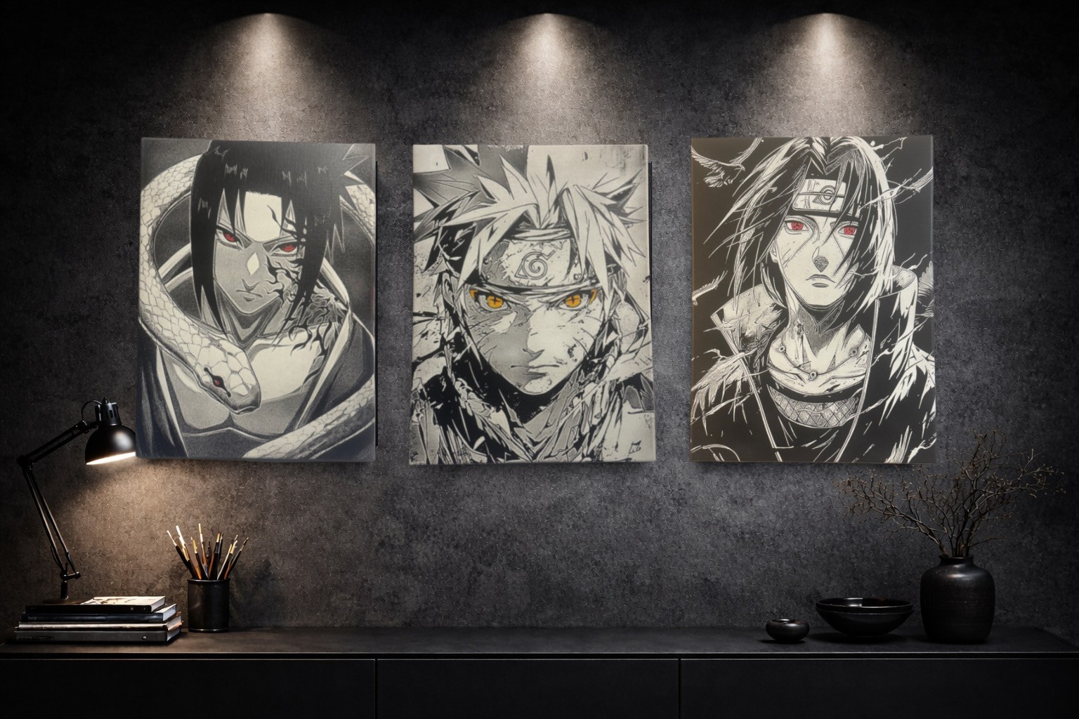 Tableaux Naruto Sasuke Itachi en toile murale de 30x40 cm pour décoration manga