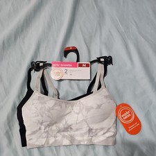 Wonder Nation Size Medium Girls Bralette 2 Pack Black, White New With Tags
