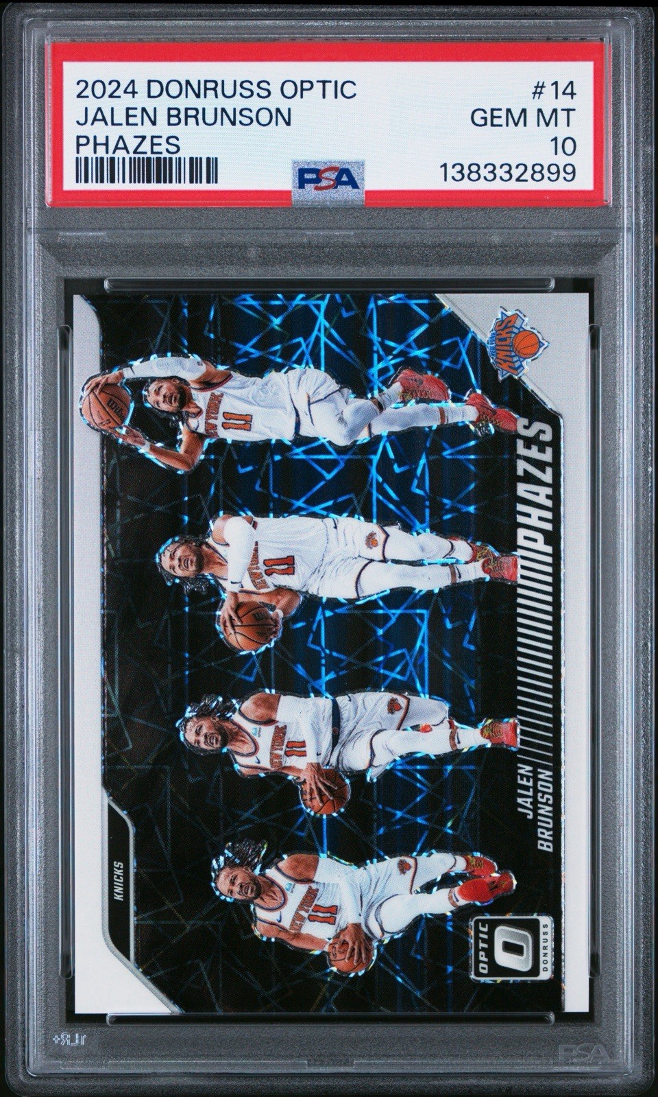 Jalen Brunson #14 Basketball Cards 2024 Panini Donruss Optic Phazes trading card — raw and PSA graded price guide