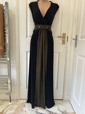 STUNNING BLACK & GOLD/BRONZE CRUISE/WEDDING/EVENING/OCCASION MAXI DRESS size 20