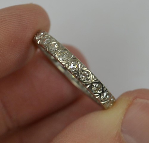 Vintage 18ct White Gold and Diamond Full Eternity Stack Ring Size S - Afbeelding 7 van 10
