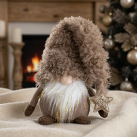 Wichtel Deko Figur Groß Weihnachten Gnom Sitzend 25Cm Weihnachtswichtel Braun