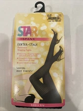 Star Power by Spanx Patterned Shaping Tights Size D Black Ribbed NIB