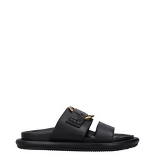 MONCLER Womens Bell Sandals Flat Sliders Black Leather Open Toe UK 3 RRP 515