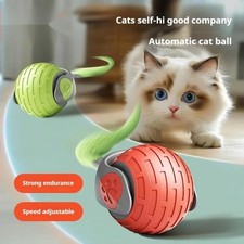 Interactive Rolling Cat Toy Ball USB w/ Tail Smart Motion Kitten Pet Toys Indoor
