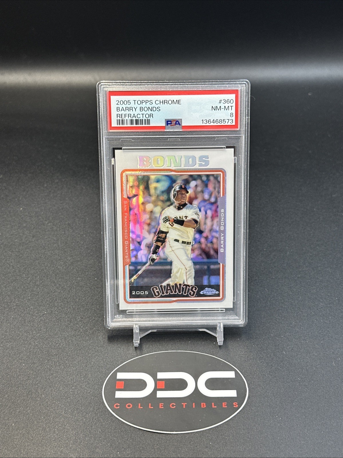 2005 TOPPS CHROME REFRACTOR #360 BARRY BONDS PSA 8