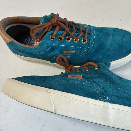 VANS Off The Wall Sz Mens 9 Woman’s 10.5 Suede Leather Casual Teal Turquoise Y2K - Picture 3 of 12