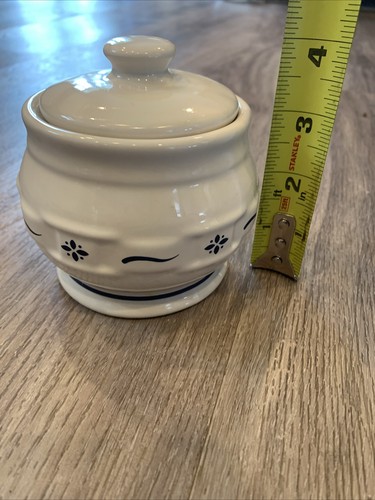 Longaberger Pottery Sugar Bowl Woven Traditions Blue USA w/ Lid - Picture 5 of 5