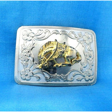 Bucking Horse Belt Buckle Cowgirl Cowboy Western Scroll Flourish Vtg 60s .BMW270