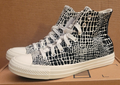 Converse CTAS Croc Print Hi Digital Daze Size 9 Egret/Black/Egret 570311F